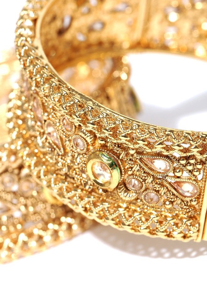 YouBella Jewellery Traditional Kundan Studded Gold Plated Bracelet Bangles Set for Girls and Women (2.4) - Image 5