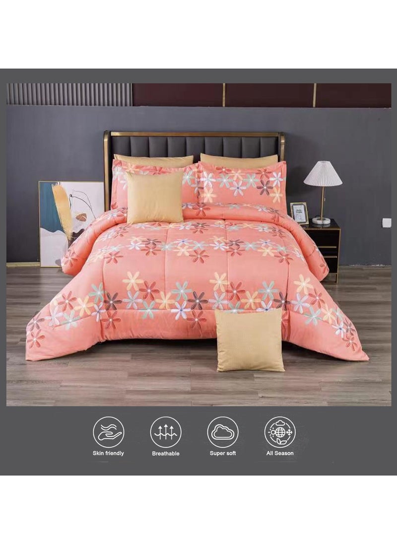 nuzki - King Size Luxury Lightweight Soft Comfortable King Size Comforter Set 8 Pieces Reversible Comforter Set, with Comforter, Fitted Sheet, Cushion, Pillow Cases. - Image 1