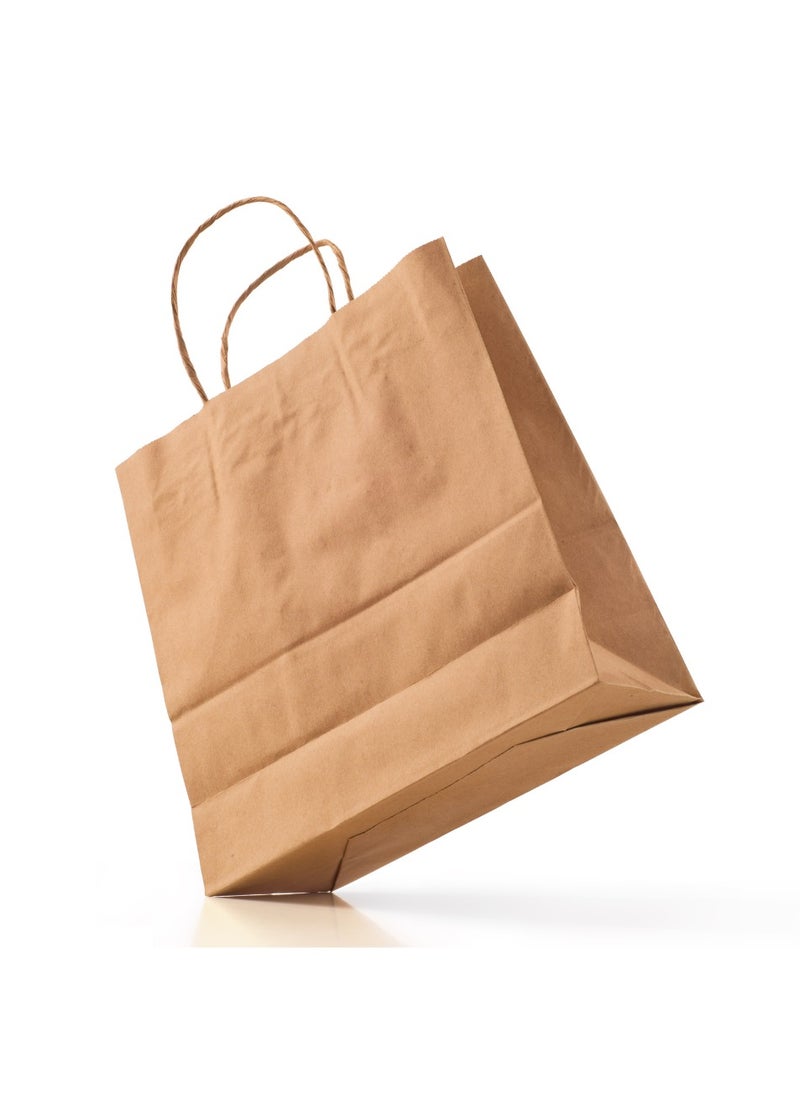 YASHTECH Kraft Paper Bag Brown Twisted Handle 29x29x15cm Pack of 100  - Image 1
