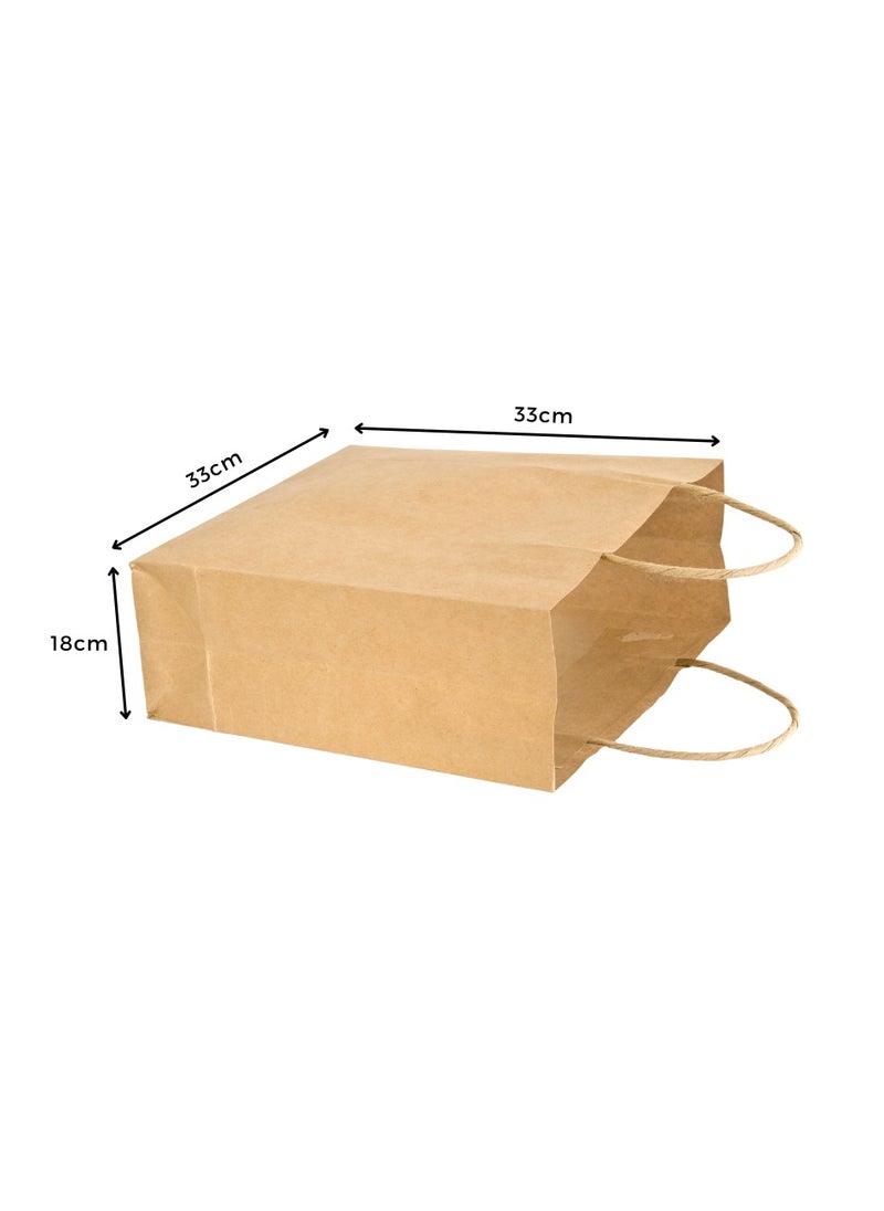 YASHTECH Kraft Paper Bag Brown Twisted Handle 29x29x15cm Pack of 100  - Image 2