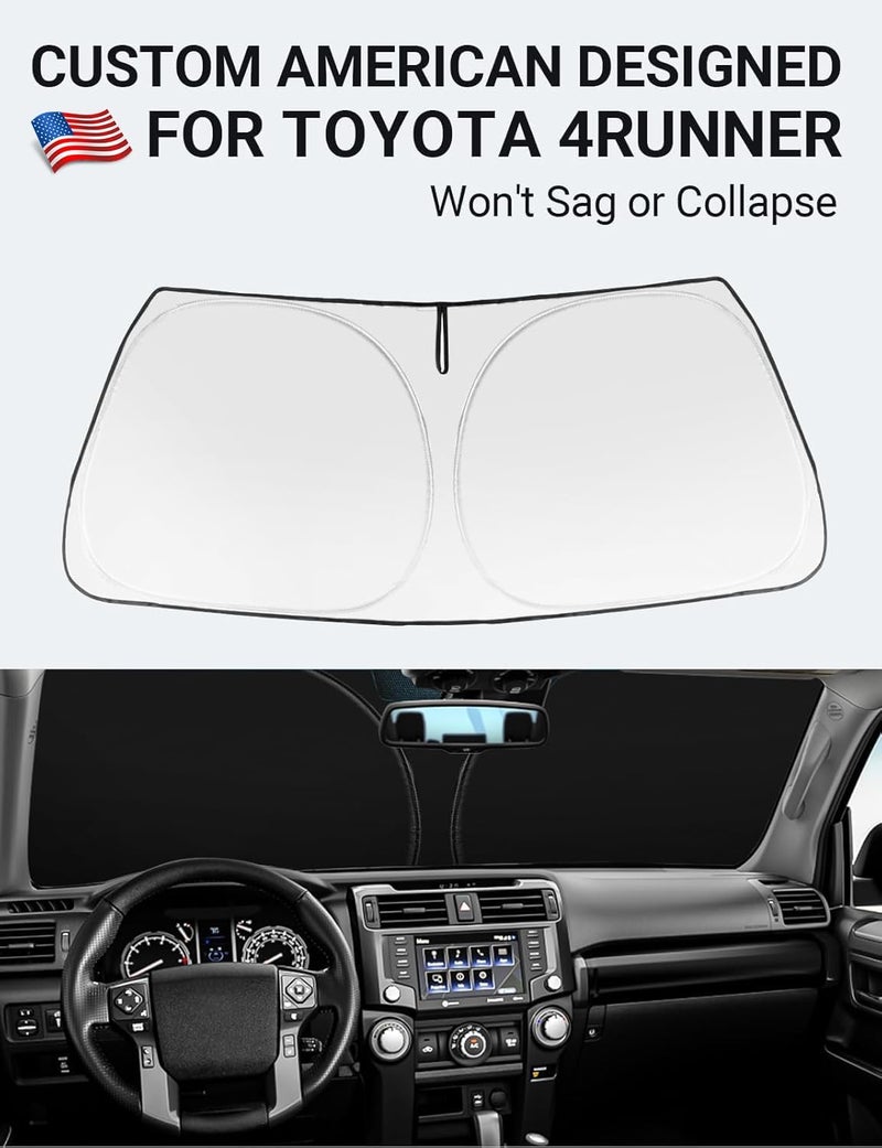 Proadsy Front Windshield Sun Shade for 2010-2024 Toyota 4Runner - Foldable Sunshade Protector - Image 2