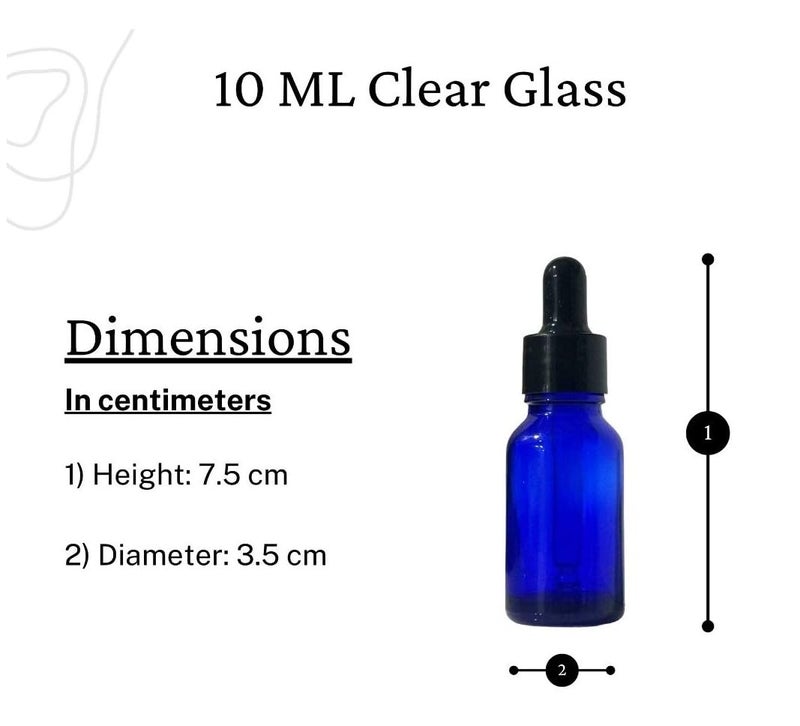 VOW 10 ML Blue Round Empty Glass Bottle Glass Dropper Black Ring Silicone Black Teat Refillable Reusable Leak Proof for Essential Oils PerfumesPack of 12 - Image 4