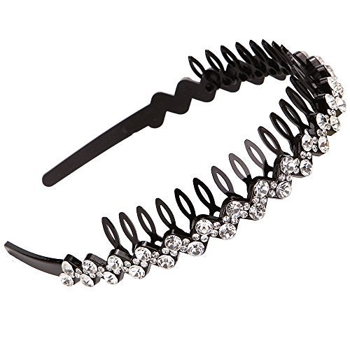 LONEEDY Wave Rhinestone and Crystal Teeth Comb Headbands For Women, Non-slip Hard Headbands (Silver+Gold+Dark blue) - Image 5