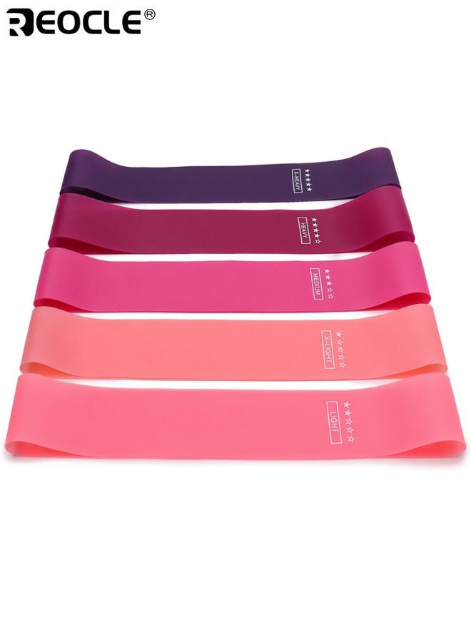 REOCLE 5pcs Portable Fitness Bands with Storage Bag 5 Levels Resistance Durable Workout Bands Elastic Strength Training Equipment for Yoga Gym Pilates - Image 4