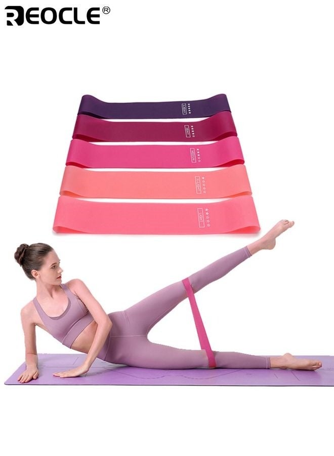 REOCLE 5pcs Portable Fitness Bands with Storage Bag 5 Levels Resistance Durable Workout Bands Elastic Strength Training Equipment for Yoga Gym Pilates - Image 1