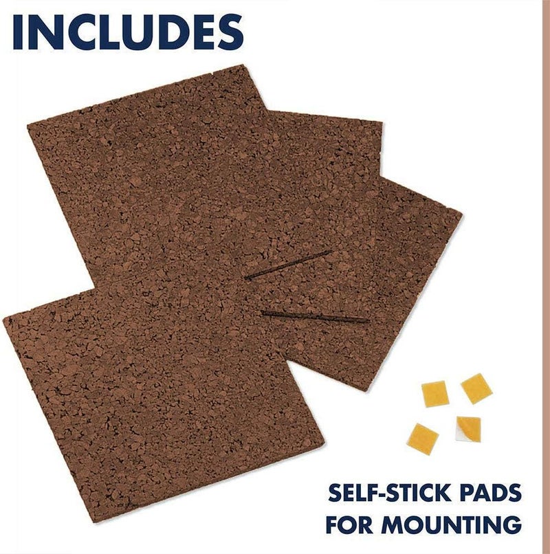Quartet Quartet Cork Board Bulletin Board Tiles 12 x 12 Corkboard Mini Wall Bulletin Boards Decorative Pin Boards for Home Office Decor Home School Message Board Modular Dark Brown 4 Pack 15050Q - Image 5