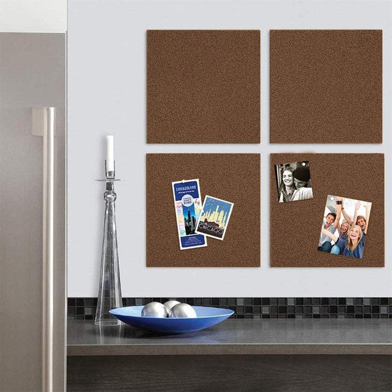 Quartet Quartet Cork Board Bulletin Board Tiles 12 x 12 Corkboard Mini Wall Bulletin Boards Decorative Pin Boards for Home Office Decor Home School Message Board Modular Dark Brown 4 Pack 15050Q - Image 2