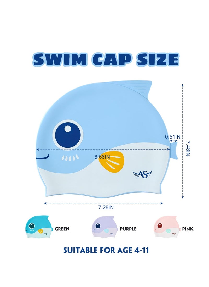 Excefore - Kids Swim Cap for Boys Girls, Kids Swim Caps for Long Hair & Braids Silicone Swimming Cap, Large Waterproof Swim Hat to Keep Hair Dry, for Short/Long Hair, Ideal for Beach and Pool - Image 1