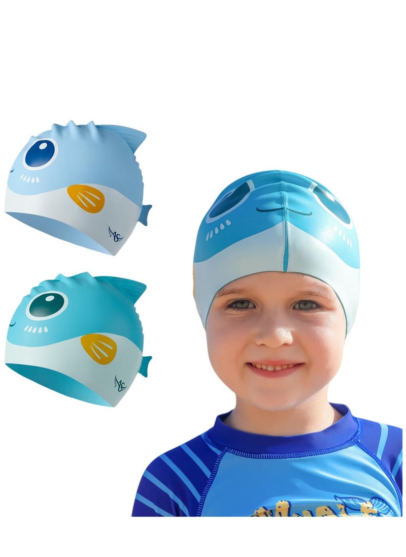 Excefore - Kids Swim Cap for Boys Girls, Kids Swim Caps for Long Hair & Braids Silicone Swimming Cap, Large Waterproof Swim Hat to Keep Hair Dry, for Short/Long Hair, Ideal for Beach and Pool - Image 1