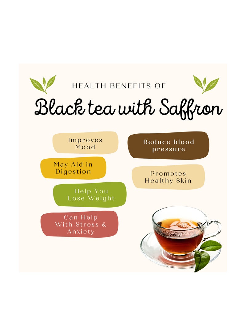 Haya's Closet Haya Royal Black Tea with Saffron 20 Pyramids Tea Bags- Individually wrapped - Image 2