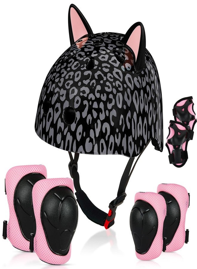 FIODAY Kids Helmet, Bike Helmets for Kids 8-14 with Knee Pads and Elbow Pads Wrist Guards, Adjustable Youth Girls Bike Helmet with DIY Cat Ears Skateboard Helmet for Scooter Skating Cycling - Image 1