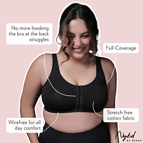 NYKD Women's Cotton Non Padded Wire Free Regular Bra (NYB103_Black_32Dd) - Image 4
