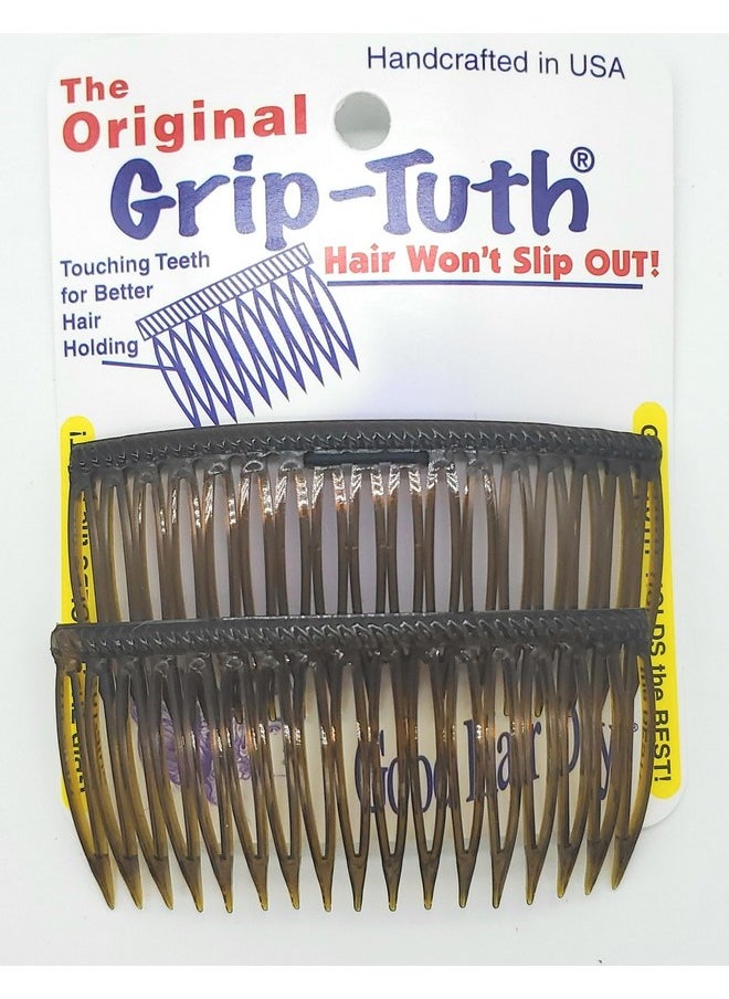 جود هير دايز أمشاط Good Hair Days Grip-Tuth - مجموعة من مشطين جانبيين للشعر - أمشاط شعر لجميع أنواع الشعر - إكسسوارات تزيينية وتصفيف الشعر للنساء (صدفة، عرض 3 ¼ بوصة)  - Image 1