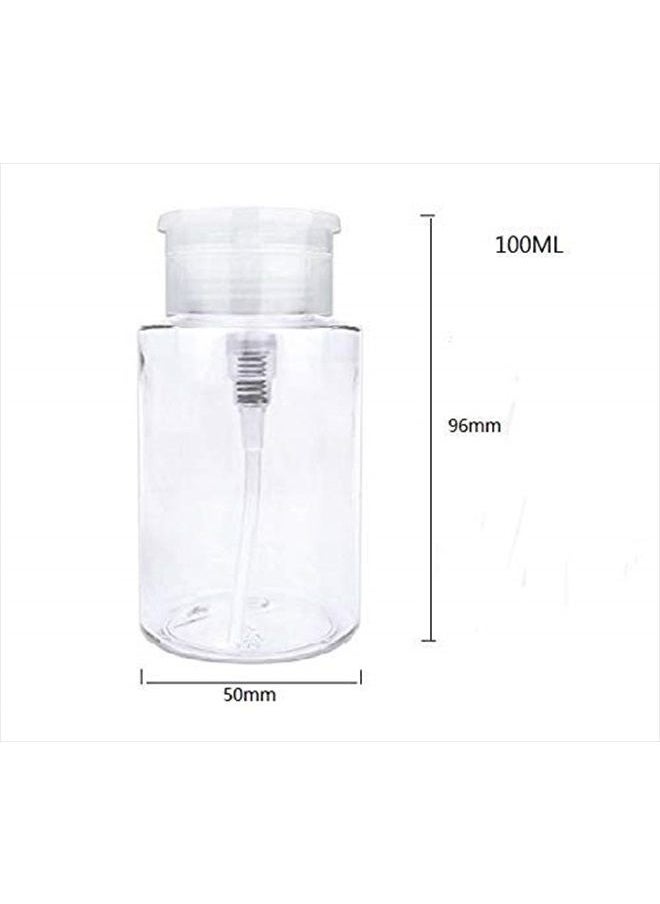 2PCS 100ml (3.5 oz) Nail Polish Remover Pump Dispensers, Empty Plastic Pump Dispenser Bottle with Flip Top Cap
