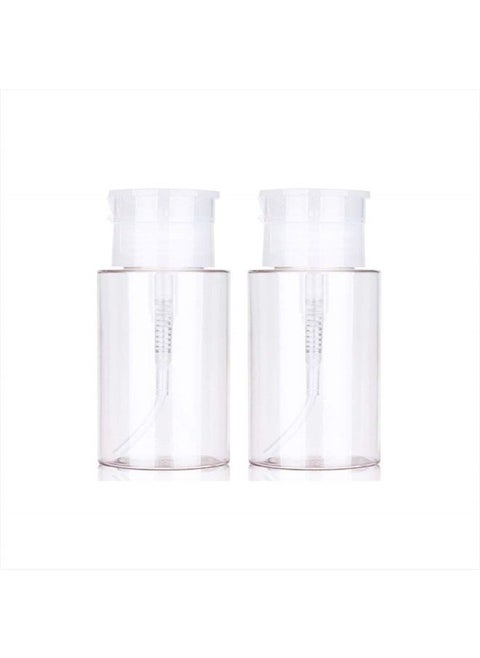 2PCS 100ml (3.5 oz) Nail Polish Remover Pump Dispensers, Empty Plastic Pump Dispenser Bottle with Flip Top Cap