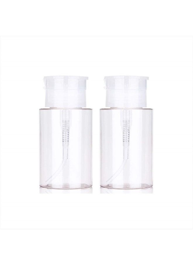 2PCS 100ml (3.5 oz) Nail Polish Remover Pump Dispensers, Empty Plastic Pump Dispenser Bottle with Flip Top Cap