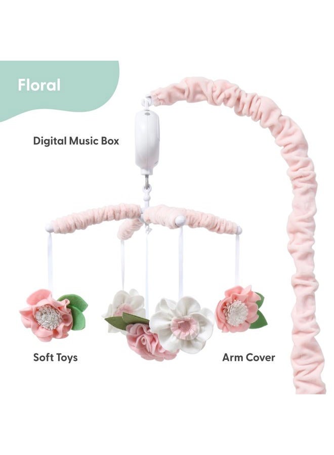 The Peanut Shell Pink Floral Musical Crib Mobile for Baby Girls | Digital Music Box with 12 lullabies - Image 2