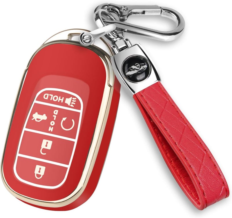 QBUC for Honda Key fob Cover with Keychain,Compatible with 2022 2023 2024 2025 Honda Accord Civic HRV CRV Pilot - Image 1