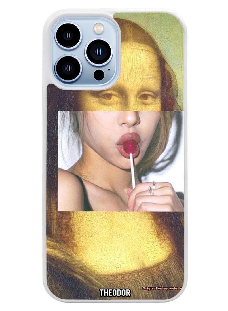 Theodor Protective Case Cover For APPLE IPHONE 14 Pro Mona lisa lolipop (White Bumper) - Image 1