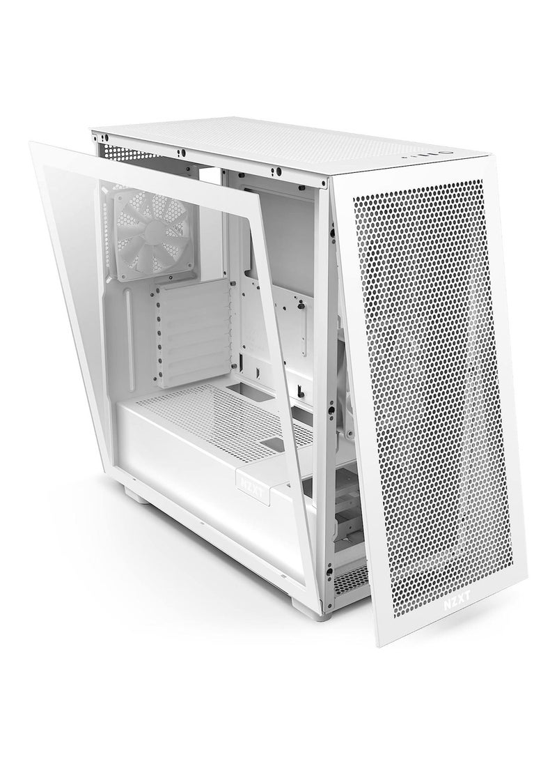 NZXT - NZXT H7 Flow - CM-H71FW-01 - ATX Mid Tower PC Gaming Case - Front I/O USB Type-C Port - Quick-Release Tempered Glass Side Panel - White - Image 1