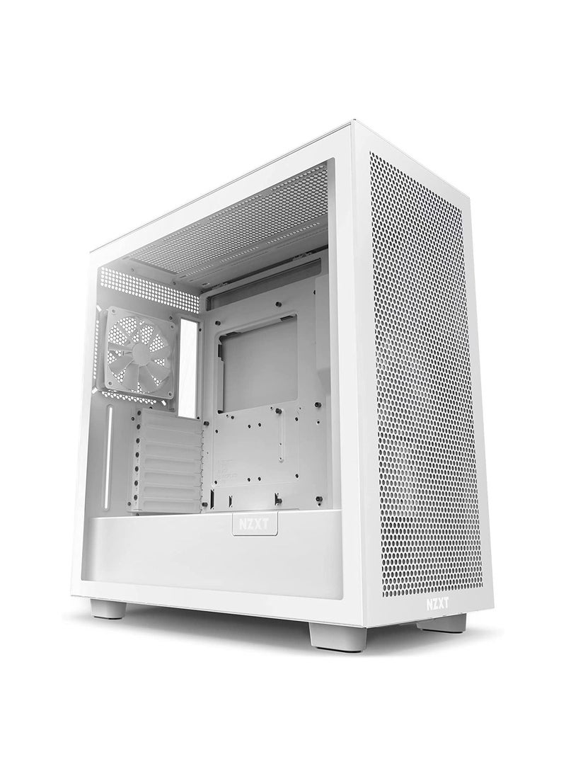 NZXT - NZXT H7 Flow - CM-H71FW-01 - ATX Mid Tower PC Gaming Case - Front I/O USB Type-C Port - Quick-Release Tempered Glass Side Panel - White - Image 1