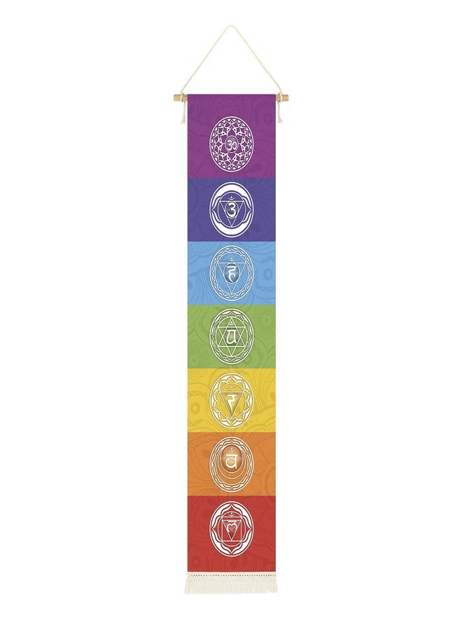 CosplayStudio Hanging Poster Canvas Wall Art Banner For Meditation 7 Chakra Mandala Yoga Painting | Wall Hanging Yoga Tapestry Decoration With 1 Tassel Decor Tapestry Decoration For Meditation Studio Room - Image 1
