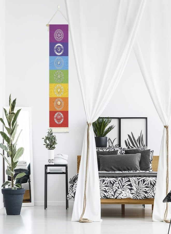 CosplayStudio Hanging Poster Canvas Wall Art Banner For Meditation 7 Chakra Mandala Yoga Painting | Wall Hanging Yoga Tapestry Decoration With 1 Tassel Decor Tapestry Decoration For Meditation Studio Room - Image 5