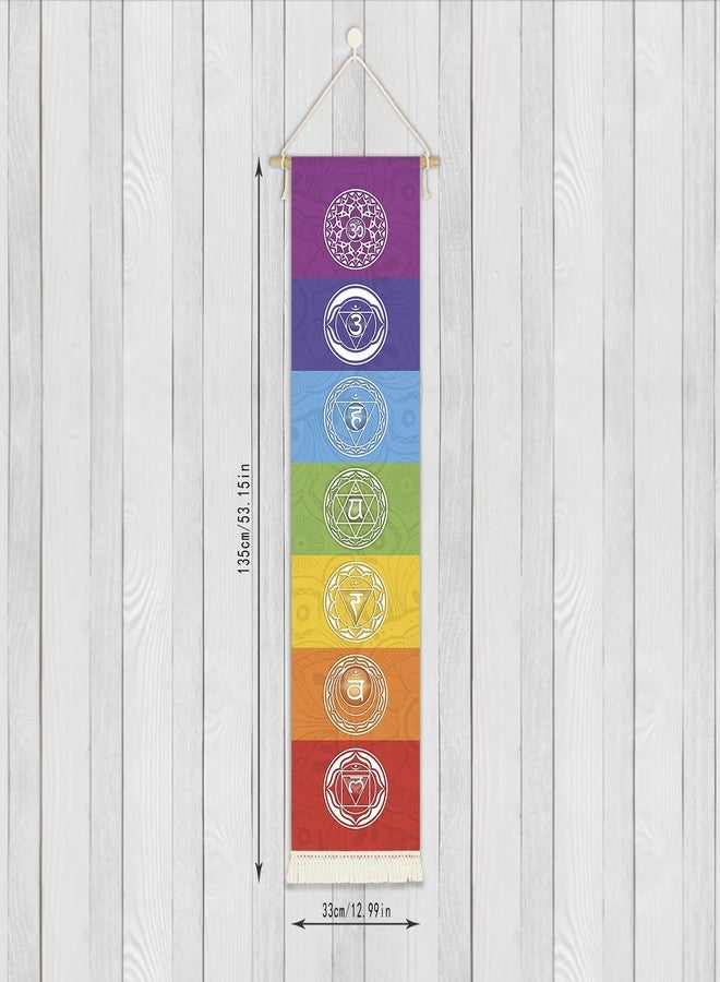 CosplayStudio Hanging Poster Canvas Wall Art Banner For Meditation 7 Chakra Mandala Yoga Painting | Wall Hanging Yoga Tapestry Decoration With 1 Tassel Decor Tapestry Decoration For Meditation Studio Room - Image 3