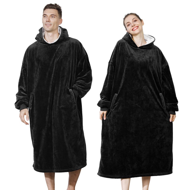 AmyHomie Blanket Sweatshirt Oversized Sherpa Hooded Sweatshirt Blanket Fleecehug Hoodie Wearable Blanket with Pocket for Adults & Kids & Teens