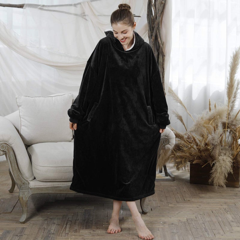 AmyHomie Blanket Sweatshirt Oversized Sherpa Hooded Sweatshirt Blanket Fleecehug Hoodie Wearable Blanket with Pocket for Adults & Kids & Teens