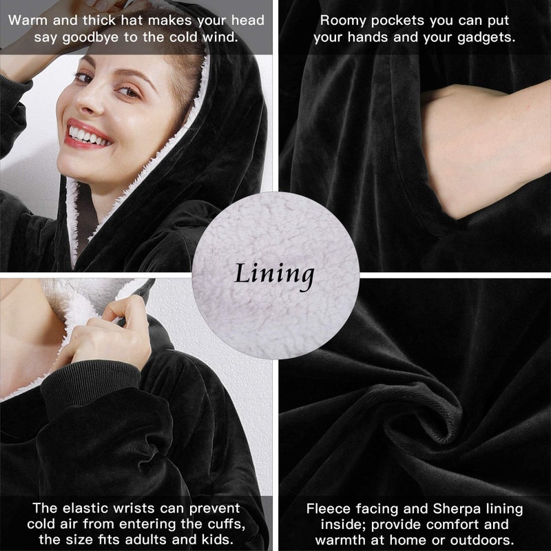 AmyHomie Blanket Sweatshirt Oversized Sherpa Hooded Sweatshirt Blanket Fleecehug Hoodie Wearable Blanket with Pocket for Adults & Kids & Teens