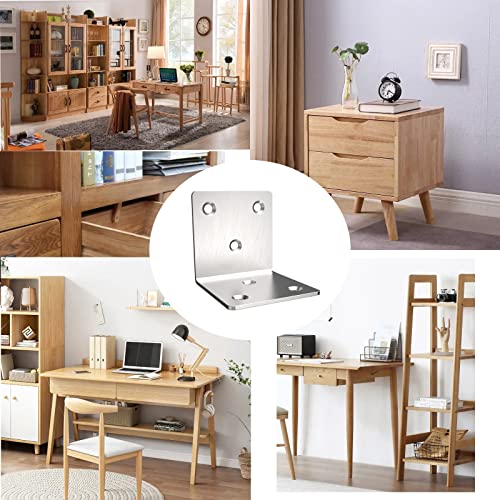 Aufuga Stainless Steel Corner Bracket,Joint Right Angle Bracket,L Shape Heavy Duty Metal Corner Brace Shelf Supporter for Wood Aufuga (20, 2x2x2) - Image 4