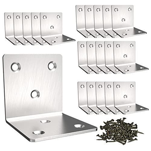 Aufuga Stainless Steel Corner Bracket,Joint Right Angle Bracket,L Shape Heavy Duty Metal Corner Brace Shelf Supporter for Wood Aufuga (20, 2x2x2) - Image 1