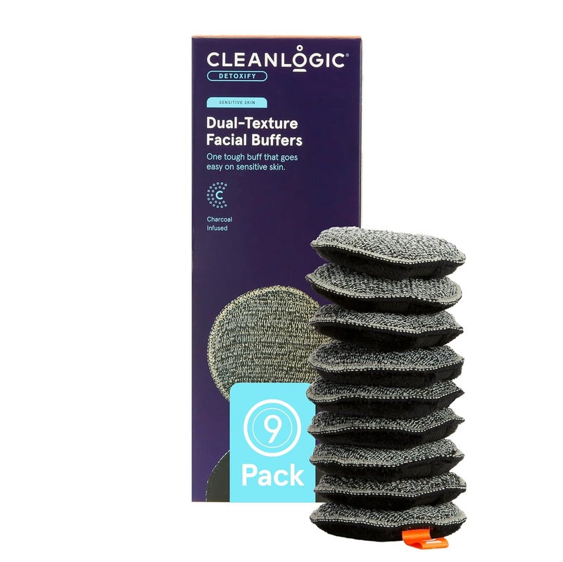 CleanLogic Bath  Body Charcoal Infused Exfoliating DualTexture Facial Pads Face Sponges for Cleansing  Softening Sensitive Skin MakeUp Remover Pads 9 Count Value Pack
