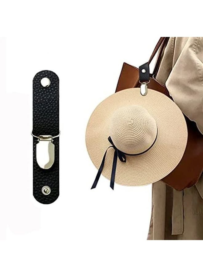 حامل قبعة من الجلد الصناعي البني متعدد الوظائف مع مشبك لحقائب السفر والتخييم وخطافات أدوات متعددة - Image 5