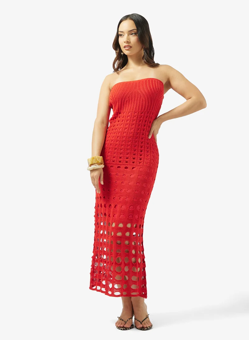 Ginger  Bandeau Openwork Shift Dress for Women | Best Price UAE