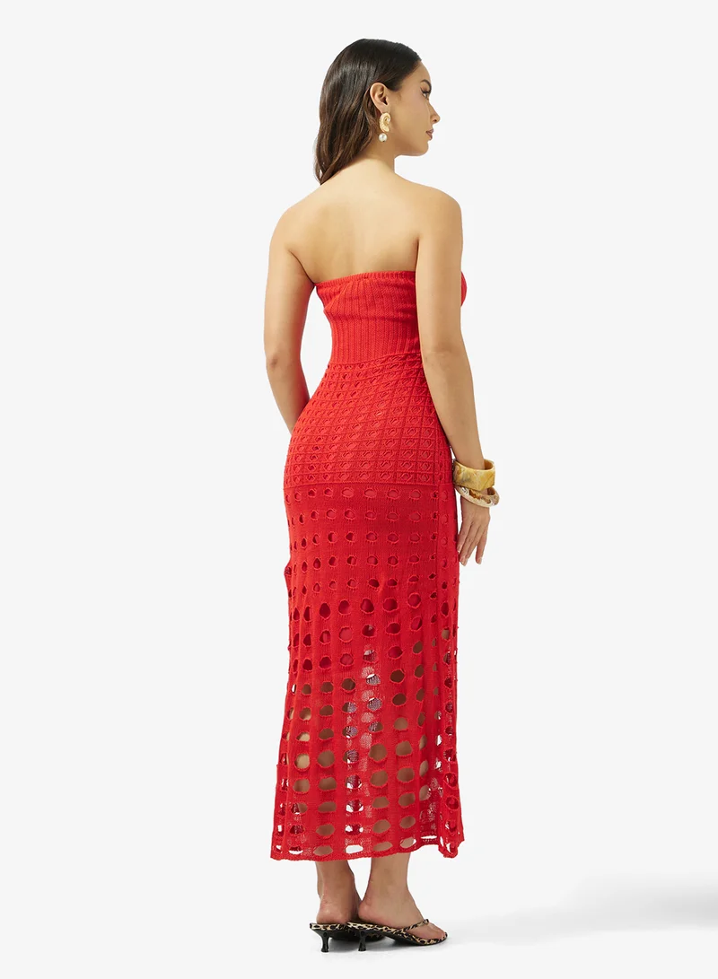 جينجر Bandeau Openwork Shift Dress
