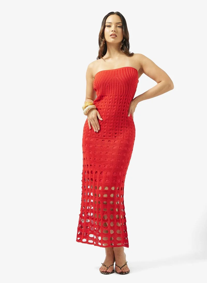 Ginger Bandeau Openwork Shift Dress