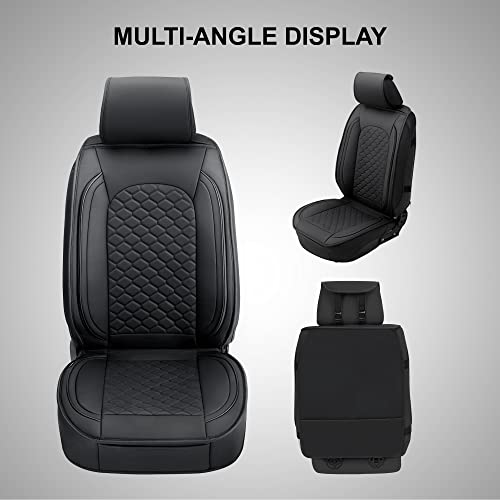 Elantrip Front Car Seat Cover Luxury Faux Leather Pocket with High Density Foam Non-Slip, Waterproof, Suitable for Cars, Trucks & SUVS (2PC Black) - Image 4