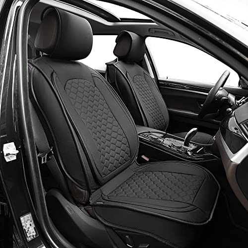 Elantrip Front Car Seat Cover Luxury Faux Leather Pocket with High Density Foam Non-Slip, Waterproof, Suitable for Cars, Trucks & SUVS (2PC Black) - Image 1