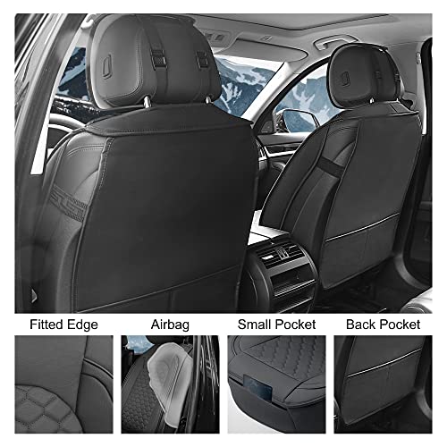 Elantrip Front Car Seat Cover Luxury Faux Leather Pocket with High Density Foam Non-Slip, Waterproof, Suitable for Cars, Trucks & SUVS (2PC Black) - Image 5