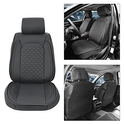 Elantrip Front Car Seat Cover Luxury Faux Leather Pocket with High Density Foam Non-Slip, Waterproof, Suitable for Cars, Trucks & SUVS (2PC Black) - Image 3