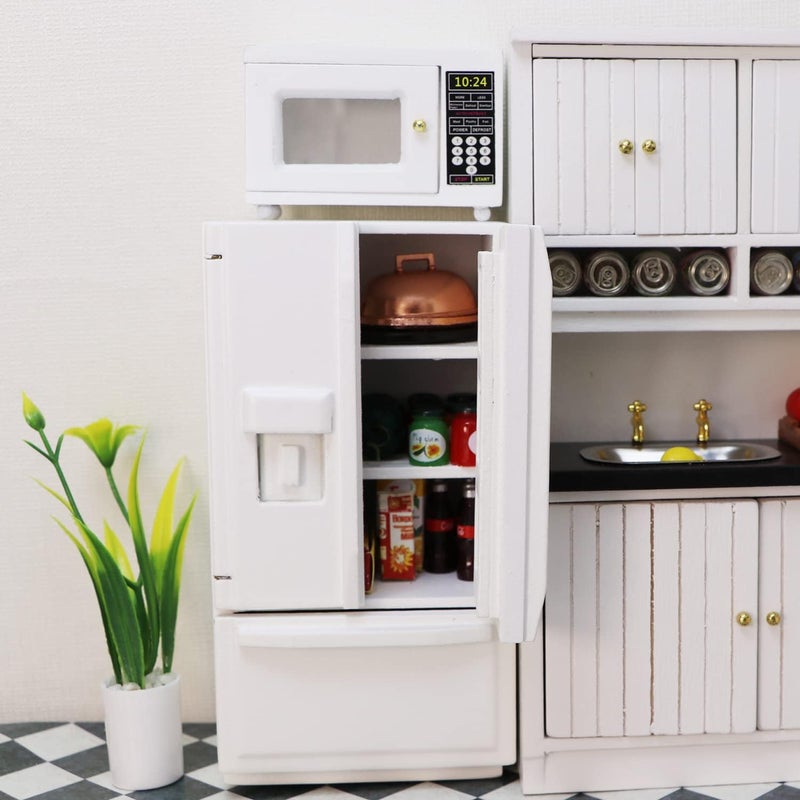 Cutemini Miniature Dollhouse Fridge 1:12 Furniture Decoration Accessories Mini Refrigerator Kitchen Living Room Scene Model Ornaments（B-Silver - Image 2