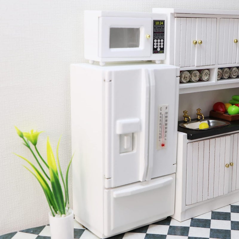 Cutemini Miniature Dollhouse Fridge 1:12 Furniture Decoration Accessories Mini Refrigerator Kitchen Living Room Scene Model Ornaments（B-Silver - Image 4