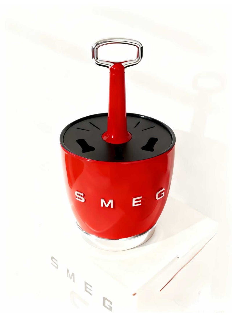 smeg Kitchen Stainless Steel Cutlery Vintage Set Knife, Fork Spoon Holder, Vintage Stainless Steel Kitchen Cutlery Set (Red) - Image 1