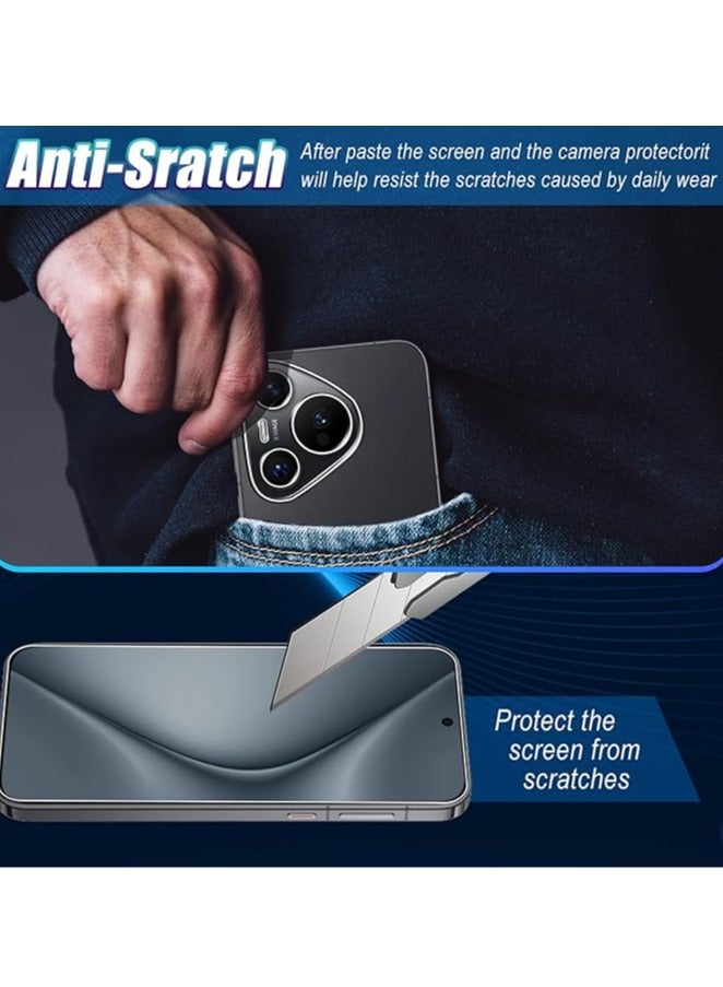 زجاج حماية لـ Huawei Pura 70، يحتوي على حماية شاشة زجاجية 2 + حماية للكاميرا 2، صلابة 9H، مقاوم للخدوش، مقاوم للفقاعات الهوائية، شفافية عالية - Image 5