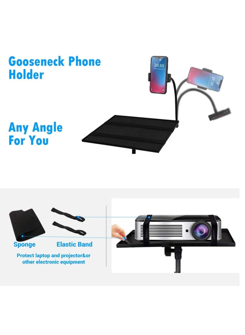 "Adjustable Projector Laptop Tripod Stand - Height Up to 42 Inches, Gooseneck Phone Holder, 15'' x 11'' Plate - Ideal for Computers, Tablets & DJ Equipment" - Image 3