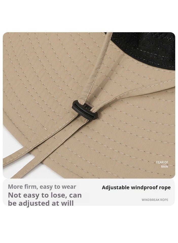REXCHI Summer fisherman hat men's sun hat outdoor mountaineering fishing hat anti-UV large brim waterproof sun protection  - Image 5