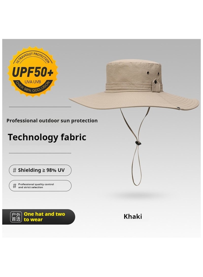 REXCHI Summer fisherman hat men's sun hat outdoor mountaineering fishing hat anti-UV large brim waterproof sun protection  - Image 1