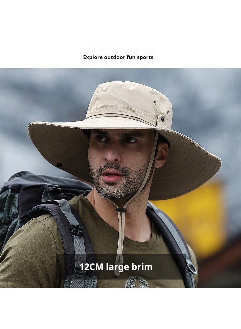 REXCHI Summer fisherman hat men's sun hat outdoor mountaineering fishing hat anti-UV large brim waterproof sun protection  - Image 2